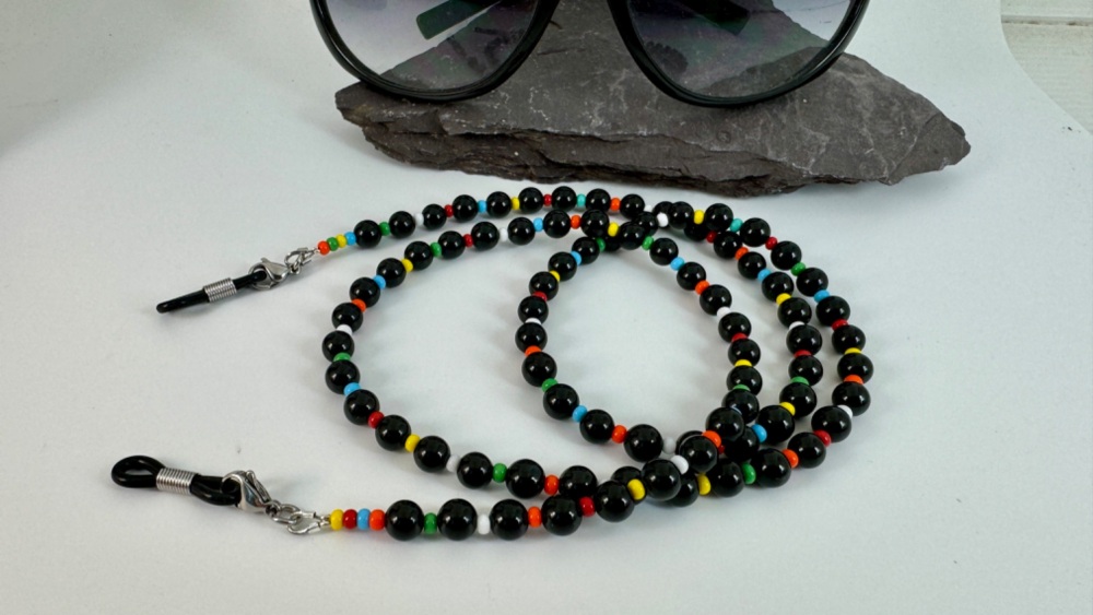 Black Agate Multicoloured Glasses Chain