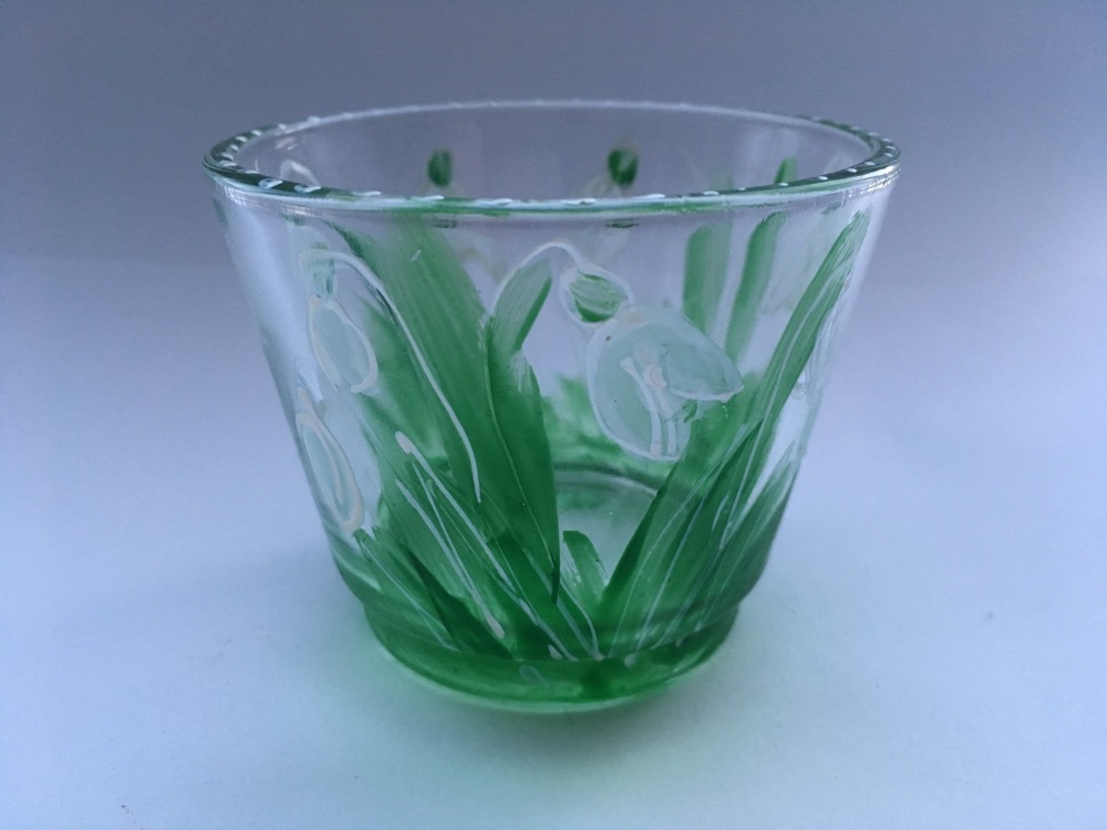 Snow drop glass candle holder 