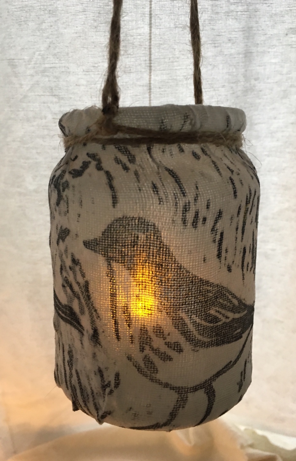 Upcycled linoprint lantern 