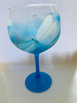 Gin glass Blue dragonfly 