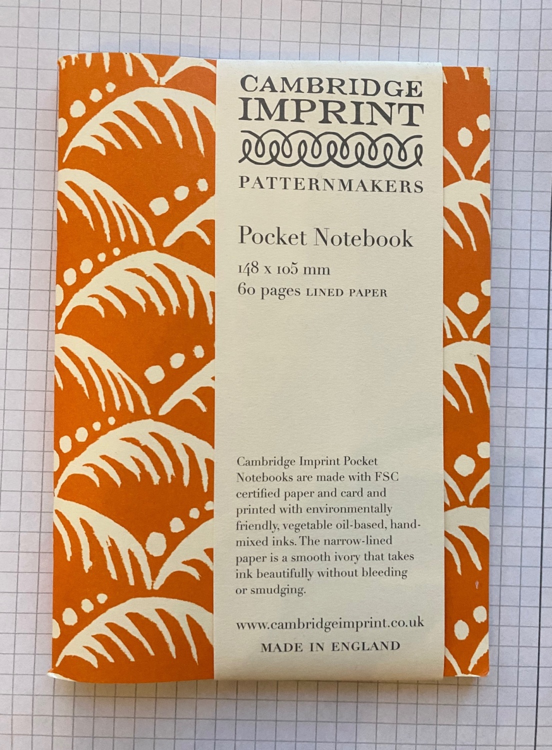 Cambridge imprint pocket notebook in orange
