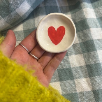 Red heart trinket dish