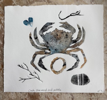 Crab, seaweed and pebble
