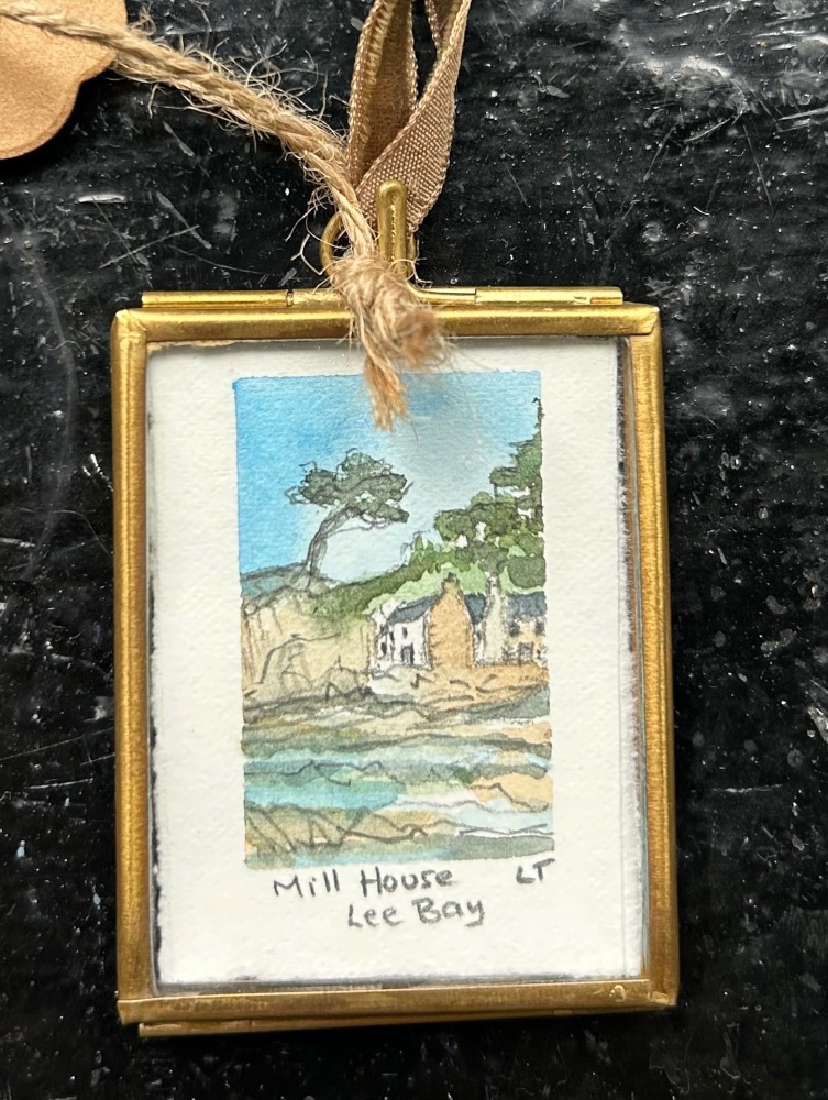 Mini watercolour mill house Lee bay
