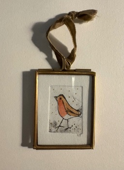 Mini Robin etching and watercolour
