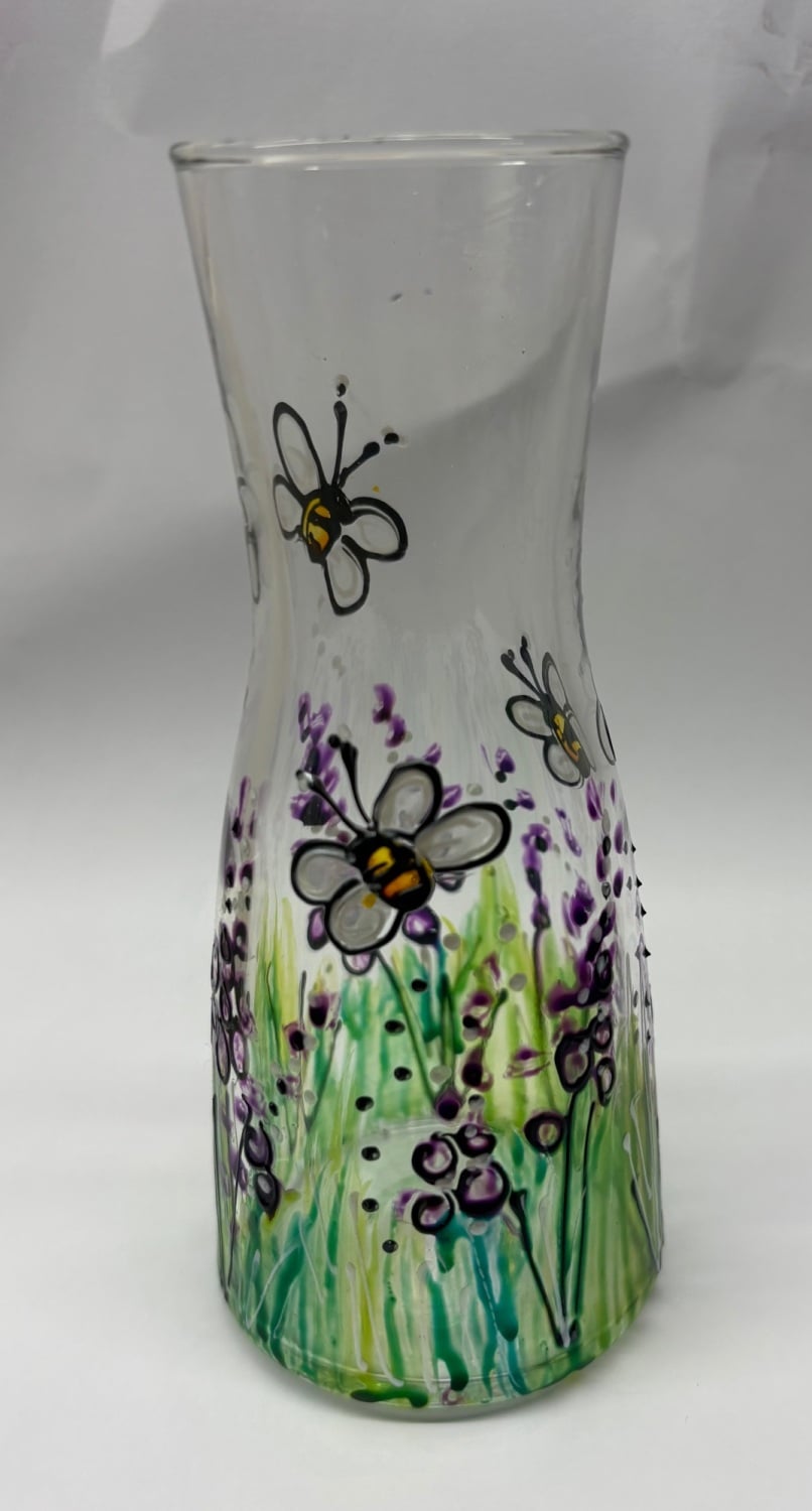 Bee and lavender vase