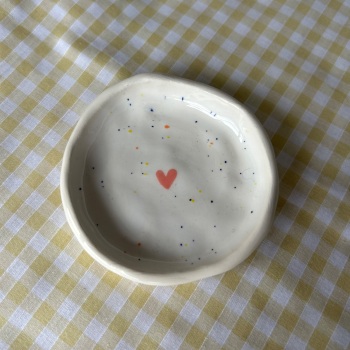 Speckled heart trinket dish