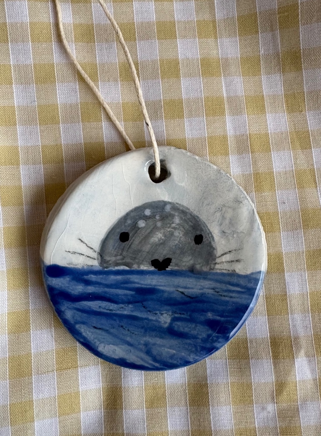 Seal hanging ceramic ornament