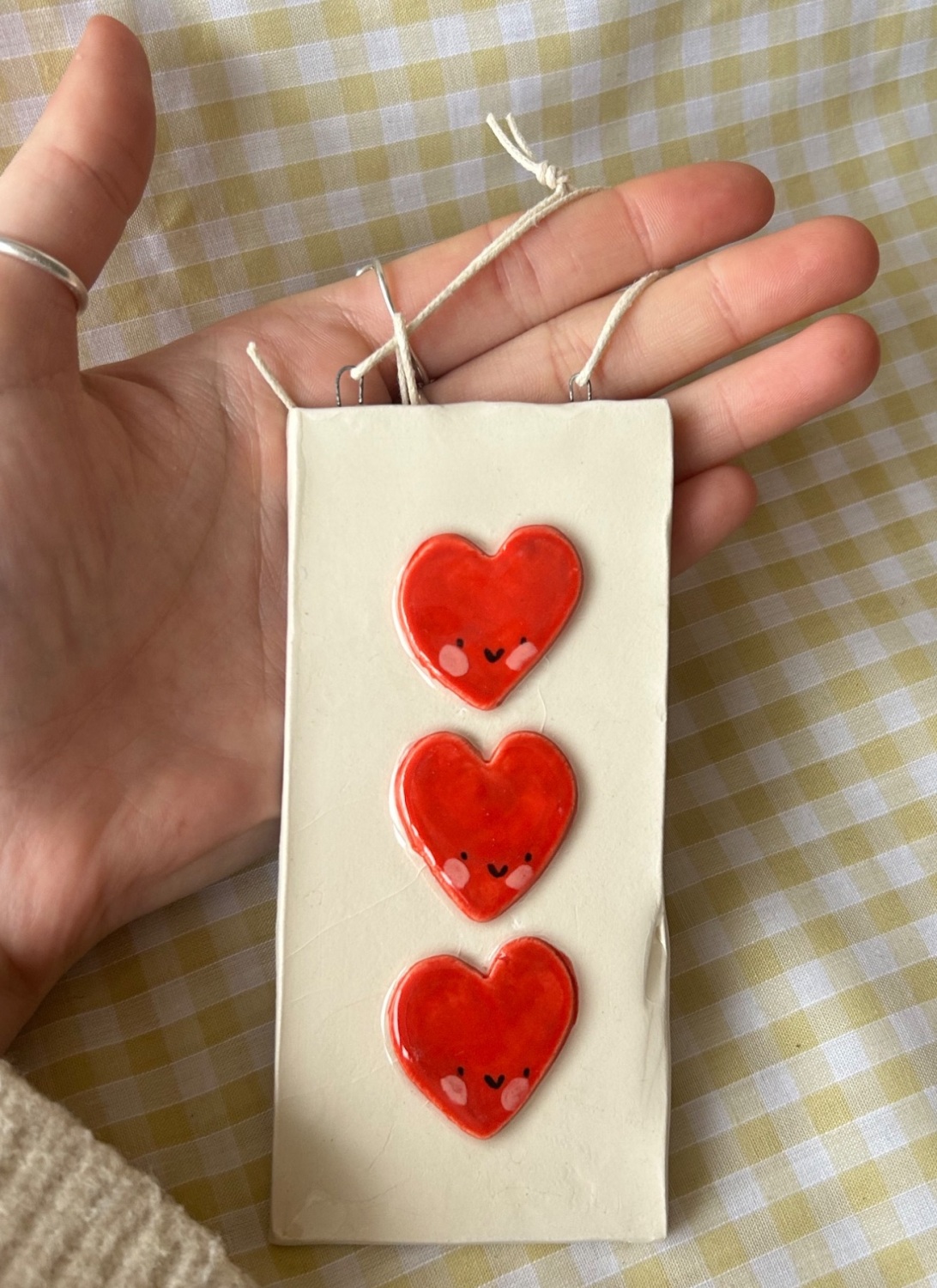 Red smiley heart hanger