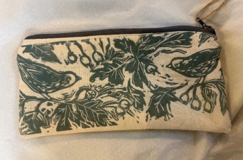 Birds on hawthorn zip pouch