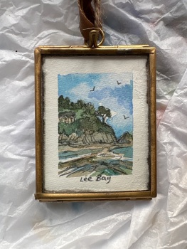 Mini watercolour Lee bay beach