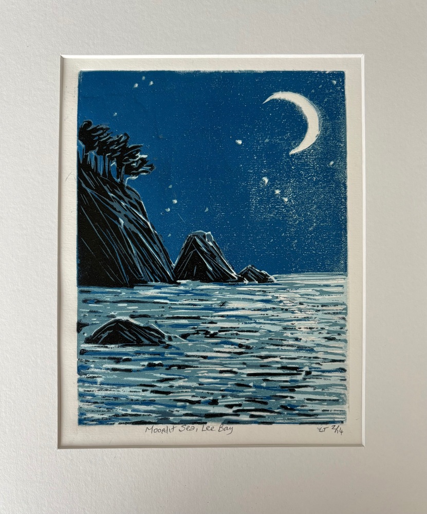 Moonlit sea, Lee bay