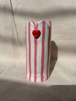 Pink and love red smiley heart vase