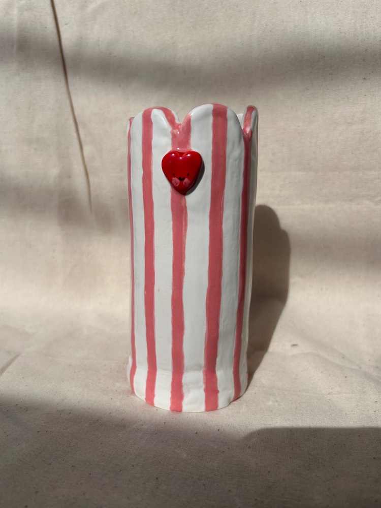 Pink and love red smiley heart vase