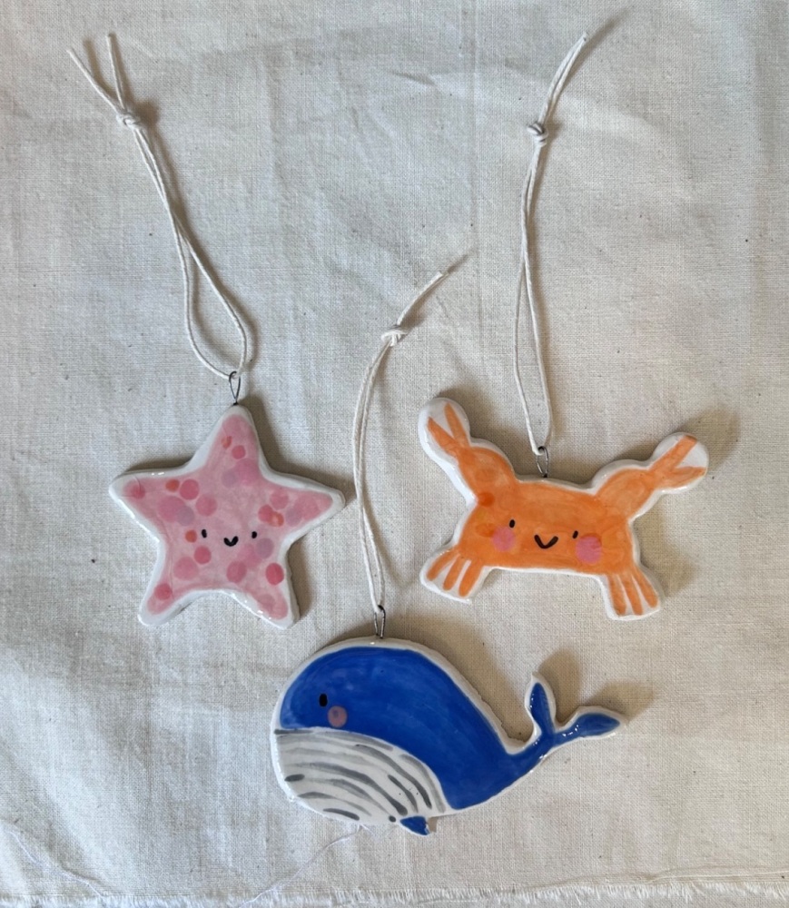 Starfish, Crab & Whale hanger set