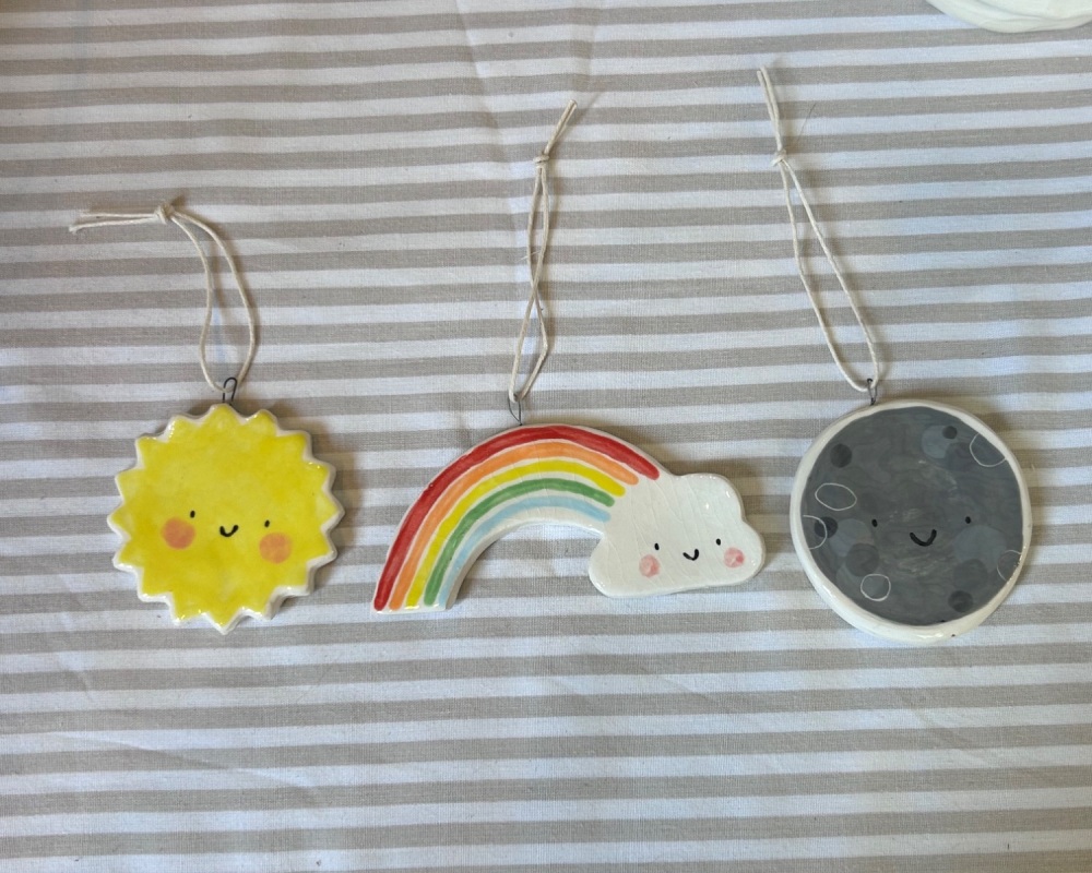Moon, sunshine & rainbow hanger set