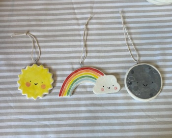 Moon, sunshine & rainbow hanger set