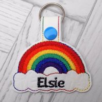 Filled Rainbow Personalised Keyring PASTEL or BRIGHT colours