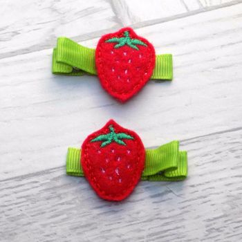 Strawberry Felt Hair Clippies