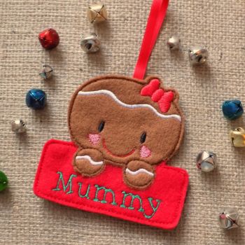 Gingerbread Girl Personalised Christmas Ornament