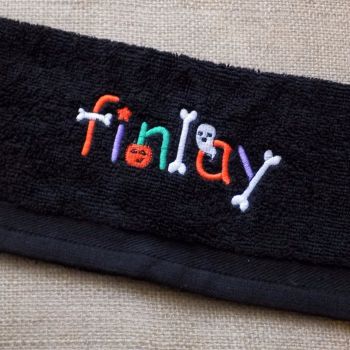 Spooky Halloween Personalised Embroidered Flannels and Towels