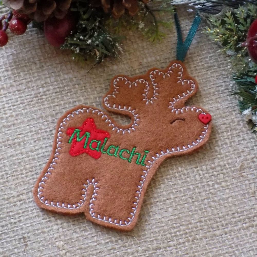 Reindeer Boy Personalised Christmas Ornament