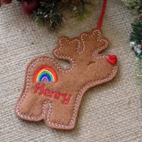 Rainbow Reindeer Personalised Christmas Ornament