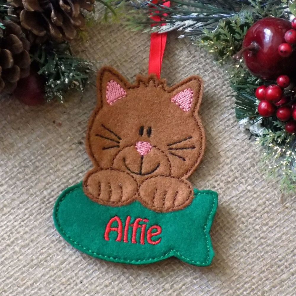 Personalised Cat Christmas Ornament