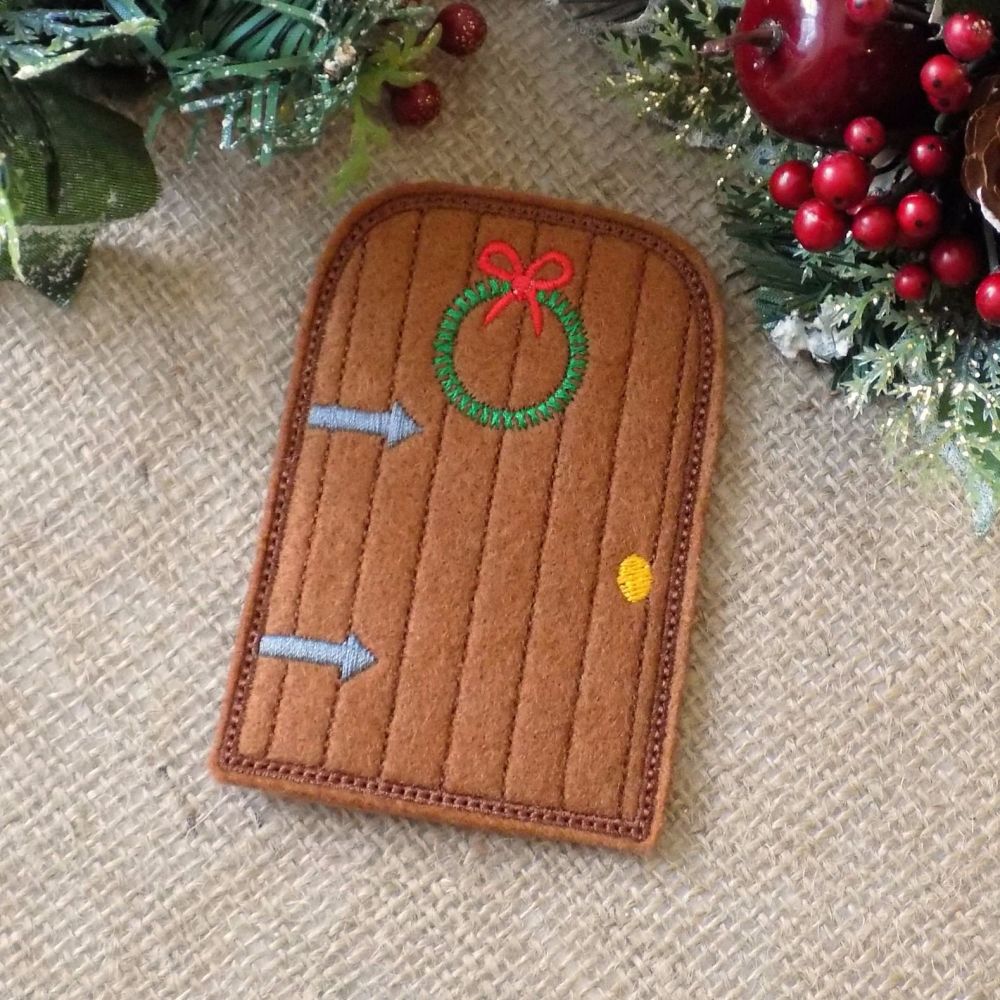 Embroidered Christmas Elf Fairy Door