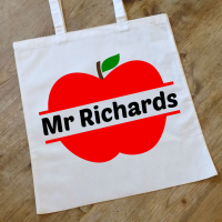 Personalised Apple Teacher Tote Bag