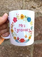 Personalised Teacher Mug, Floral Wreath 3