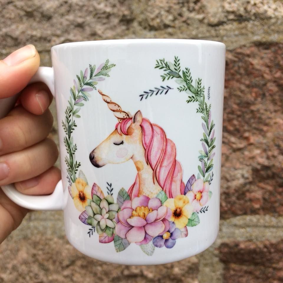 Personalised Teacher Mug, Floral Unicorn