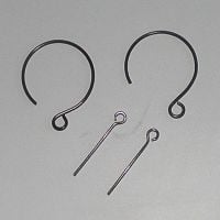 (EB 02) Black Ear Wires and Gunmetal Eye Pins (5 pairs)