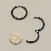 (EB 25) Black Ear Hoops - 25mm x 1 pair