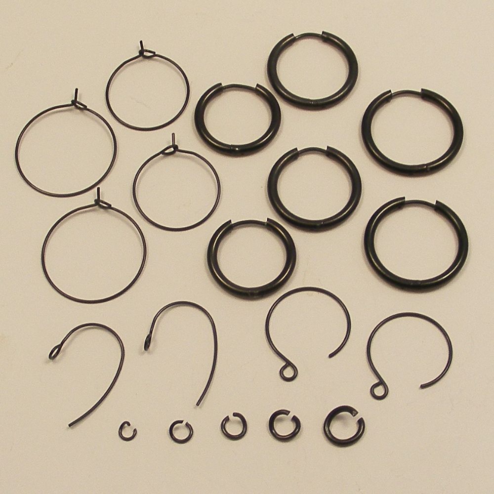 <!--022-->BLACK EAR WIRES & JUMP RINGS