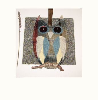 Felted Tweed Yorkshire Lavender Filled Owl - Teals