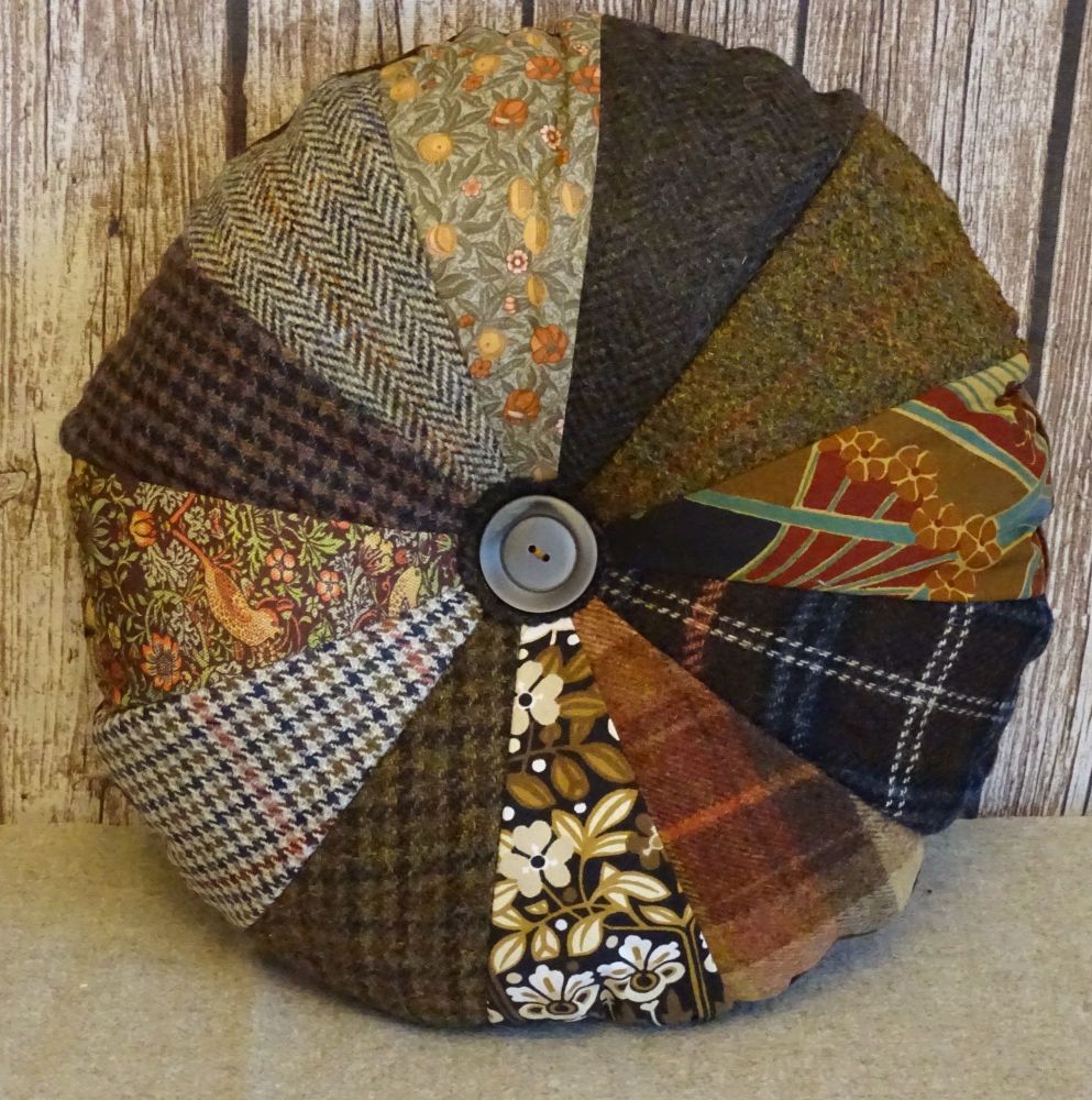 Round Patchwork Cushion -Brown Style 2