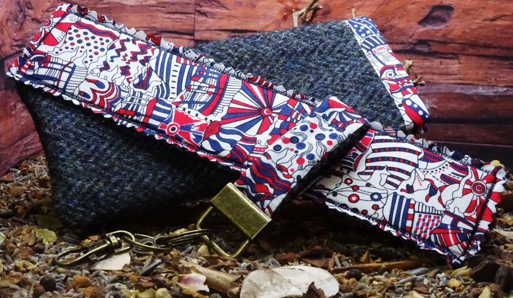 HARRIS TWEED AND LIBERTY FLAGS STYLE CASE, BOOKMARK & KEY RING SET