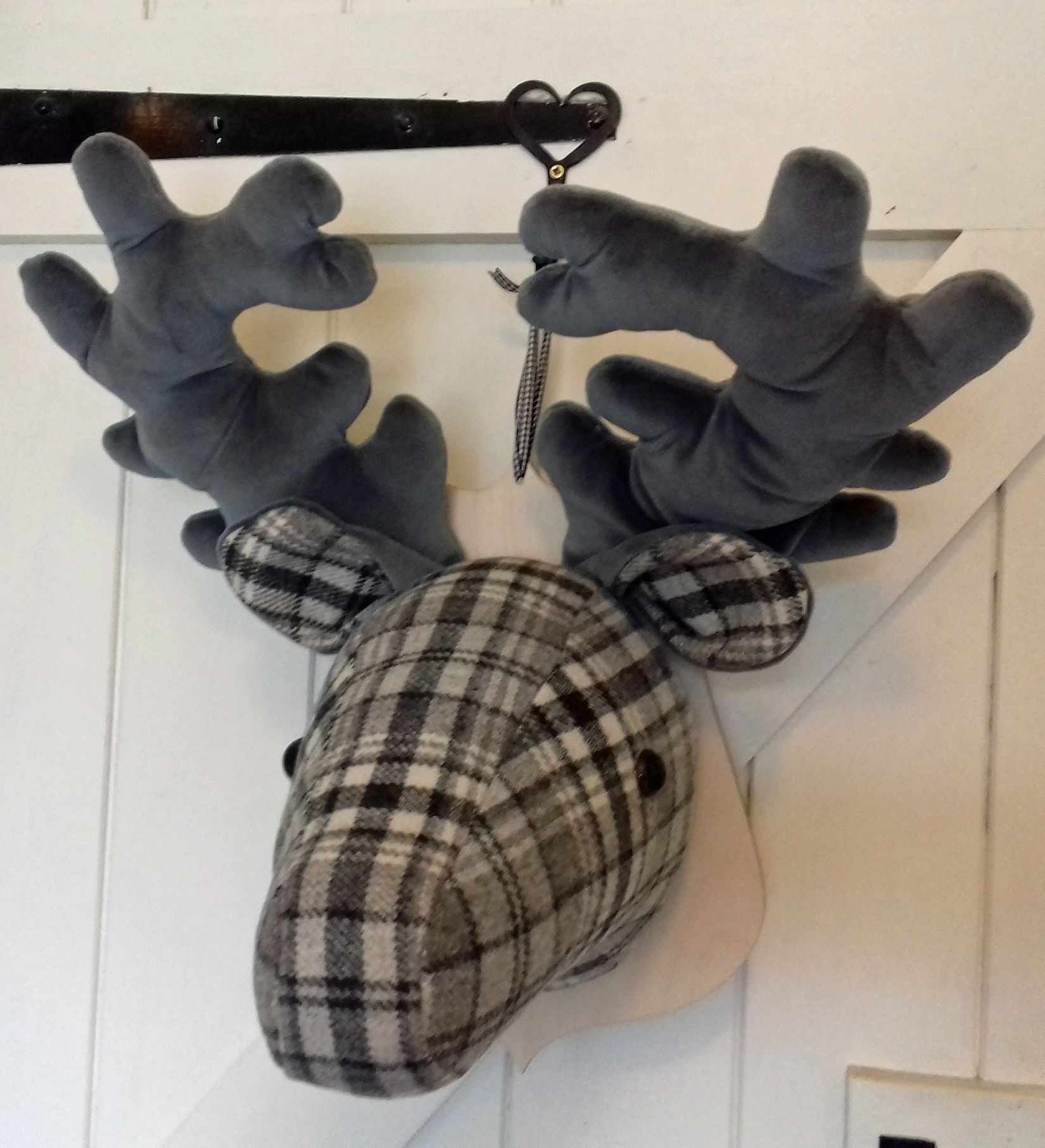 stags head grey tweed fabric cloth dolly crafts