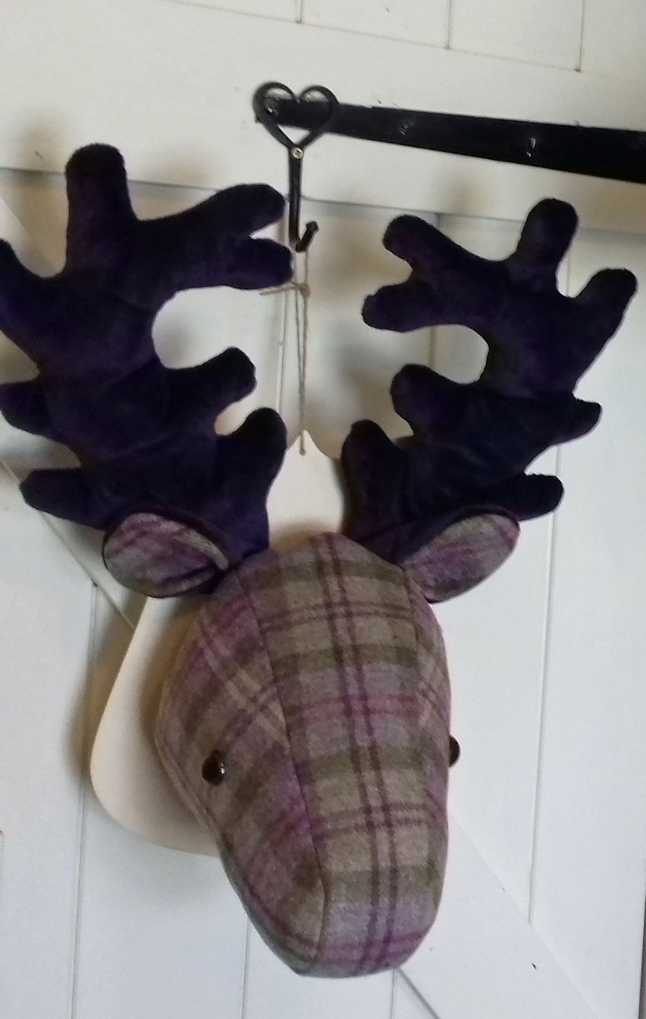 stags heads purple tweed fabric cloth dolly crafts.jpg