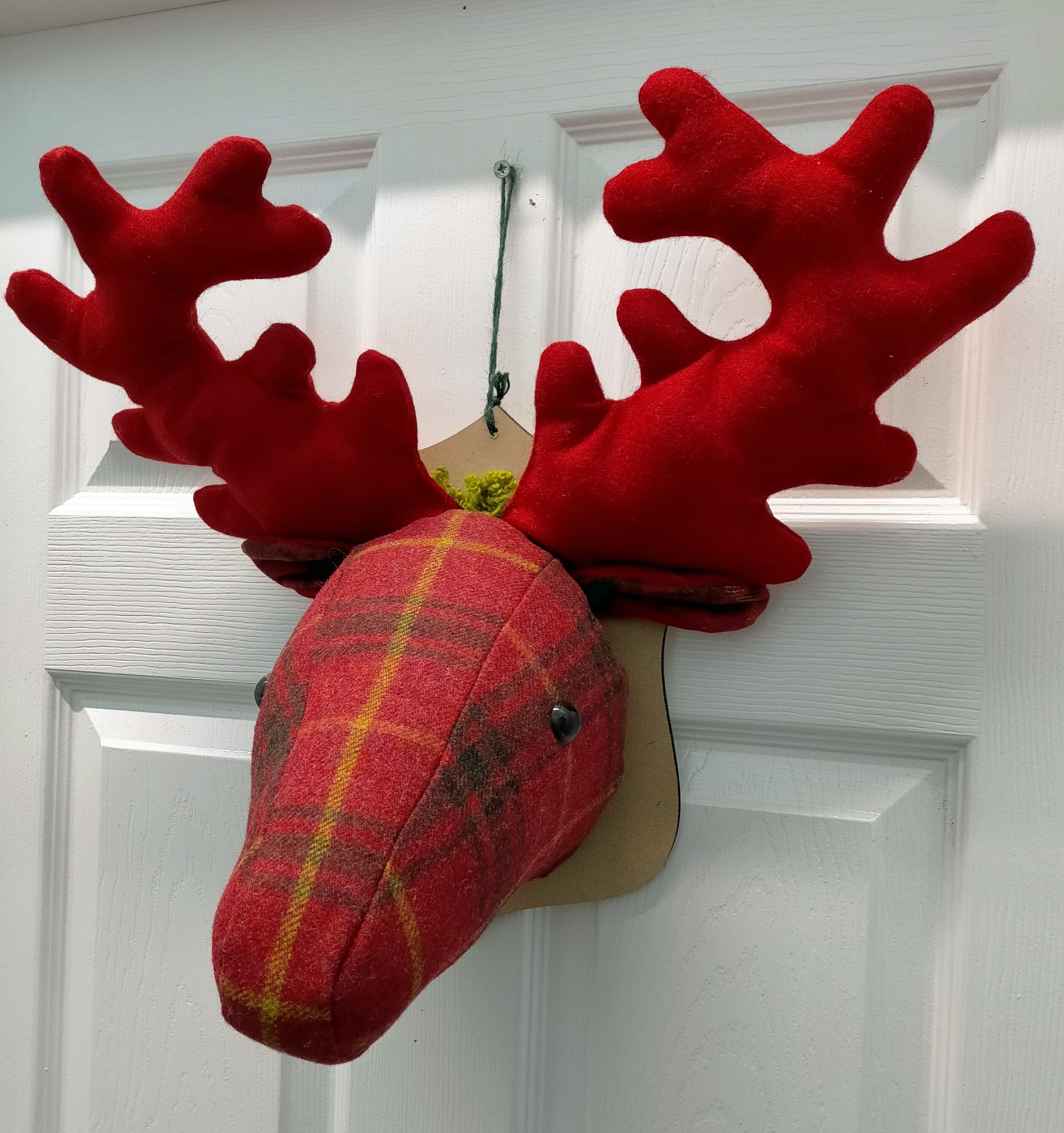 stags head red tweed fabric cloth dolly crafts.jpg