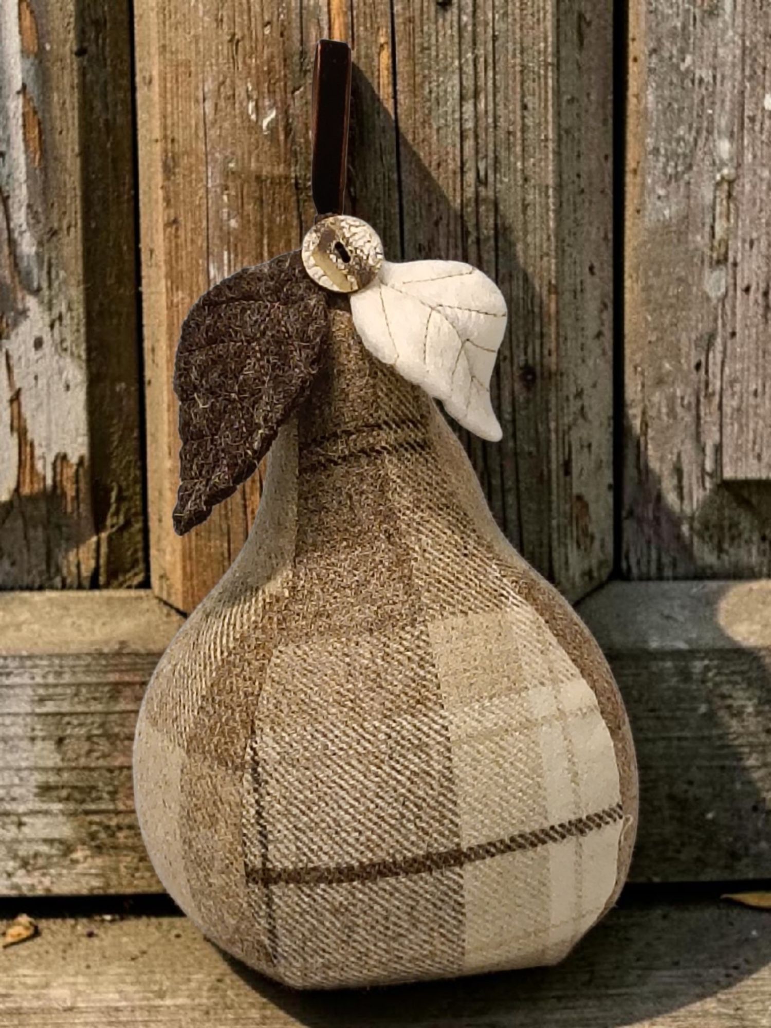 pear doorstop art of the loom tweed fabric cloth dolly crafts