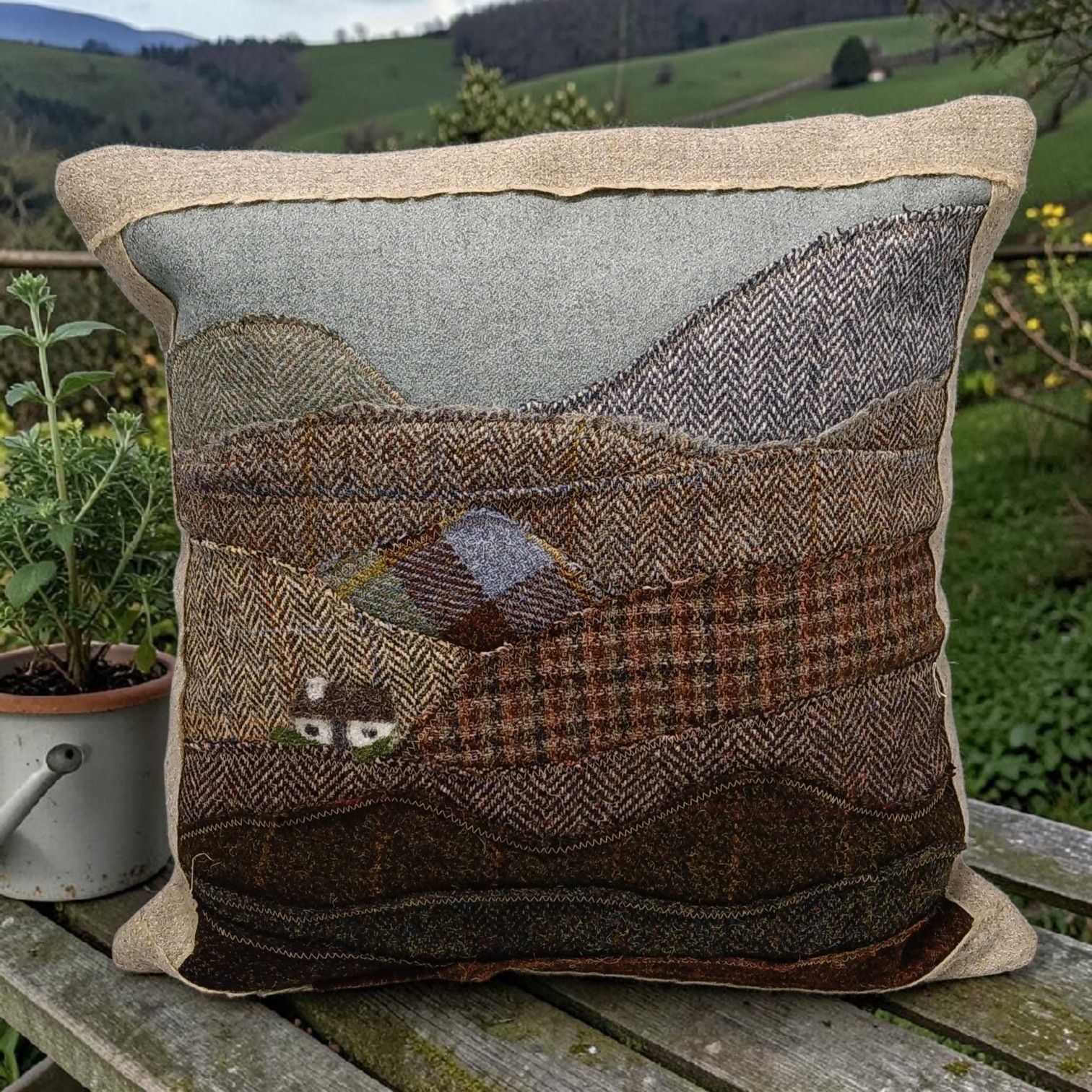 landscape cushion with croft mixed tweeds and wools scotland 1 fabric cloth