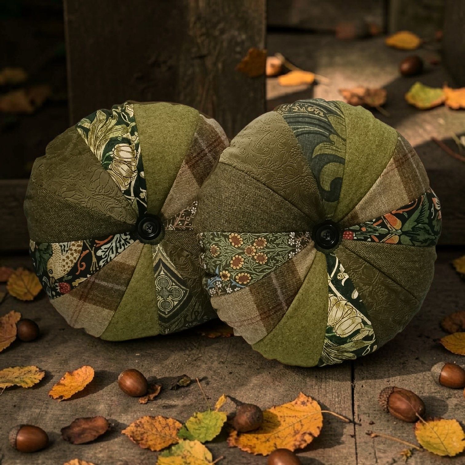 patchwork cushion round green cloth dolly crafts