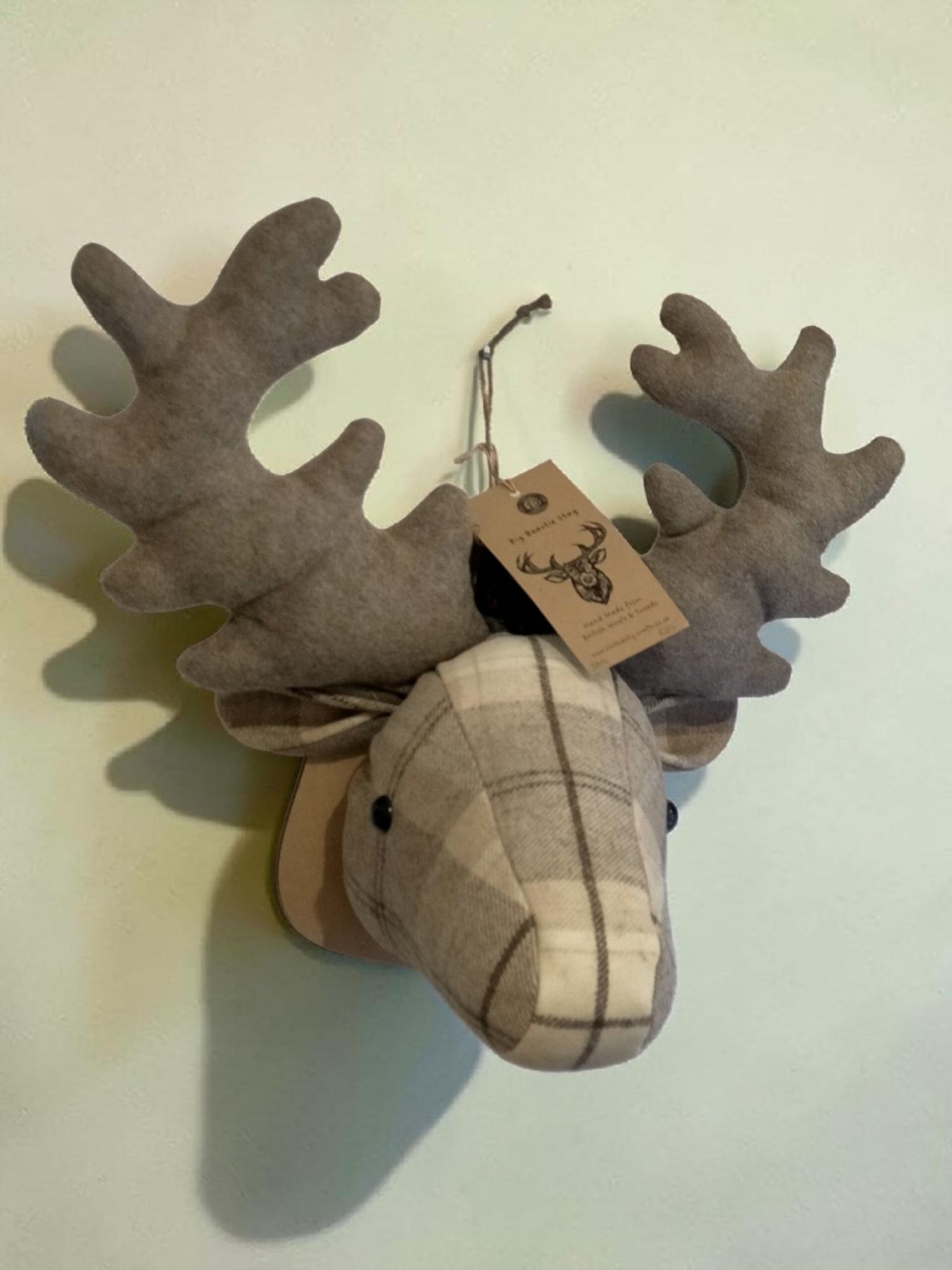 stags head cream art of the loon tweed wool fabric cloth dolly crafts