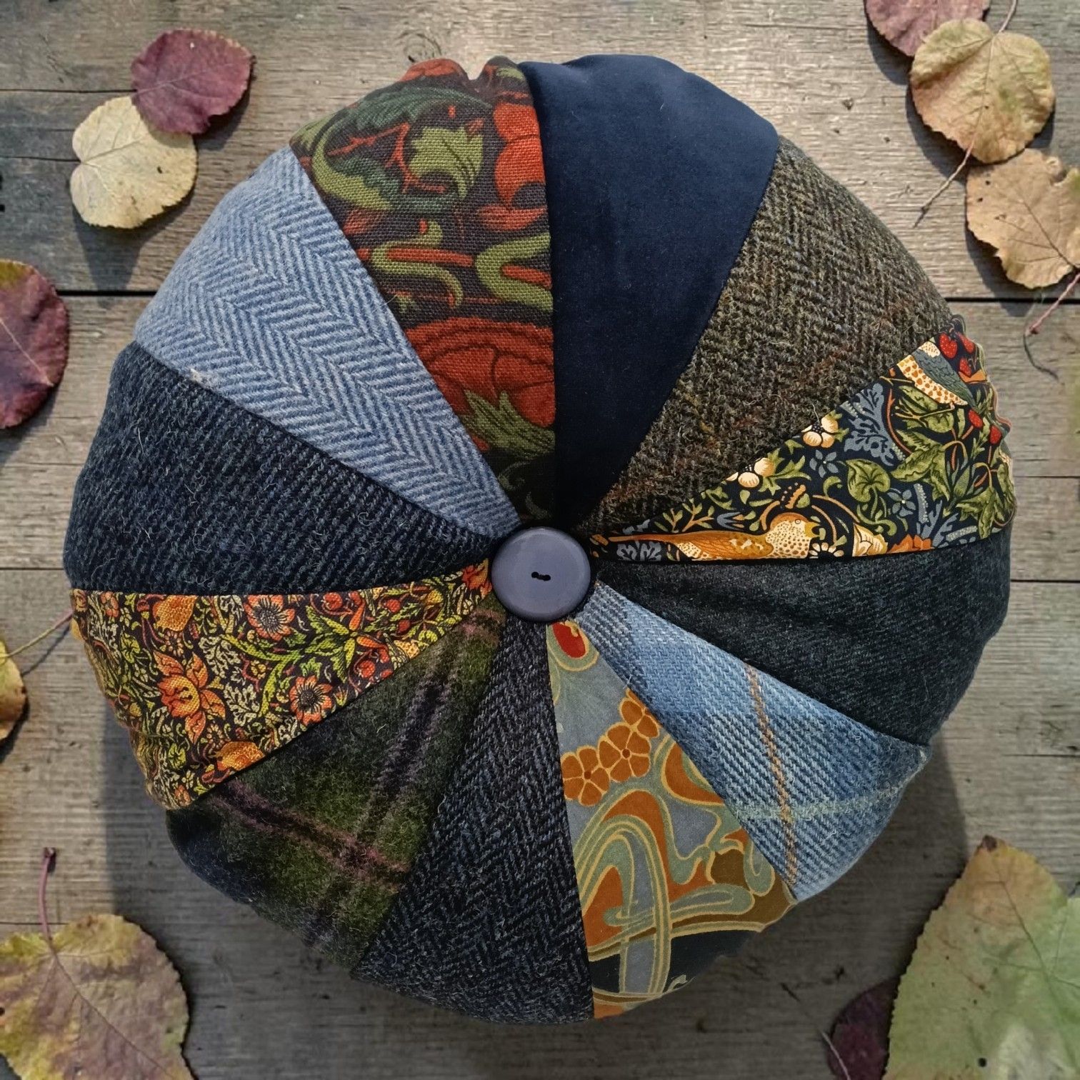 patchwork cushion round blue cloth dolly crafts