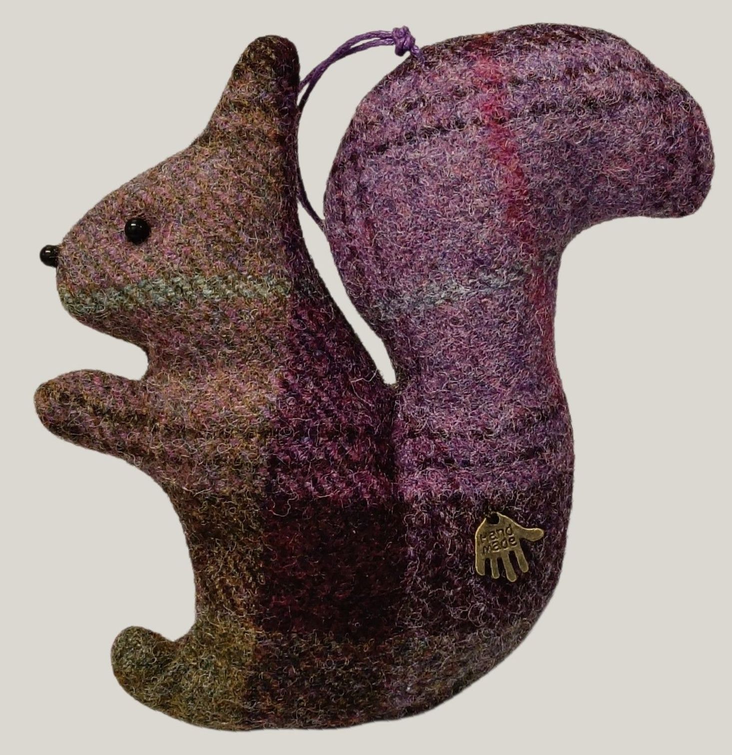 tweed squirel purple hanging ornament cloth dolly crafts
