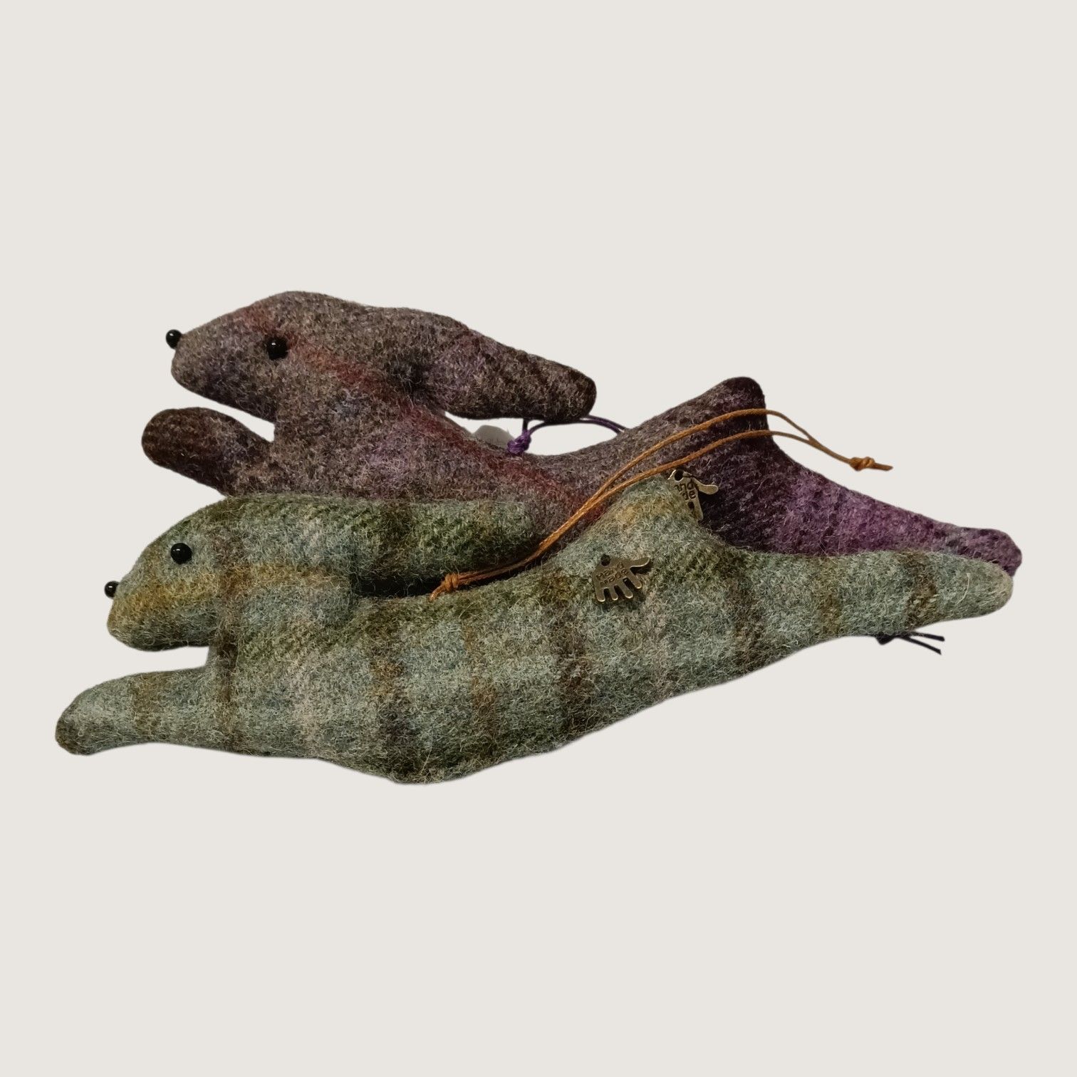tweed   hares hanging ornament cloth dolly crafts