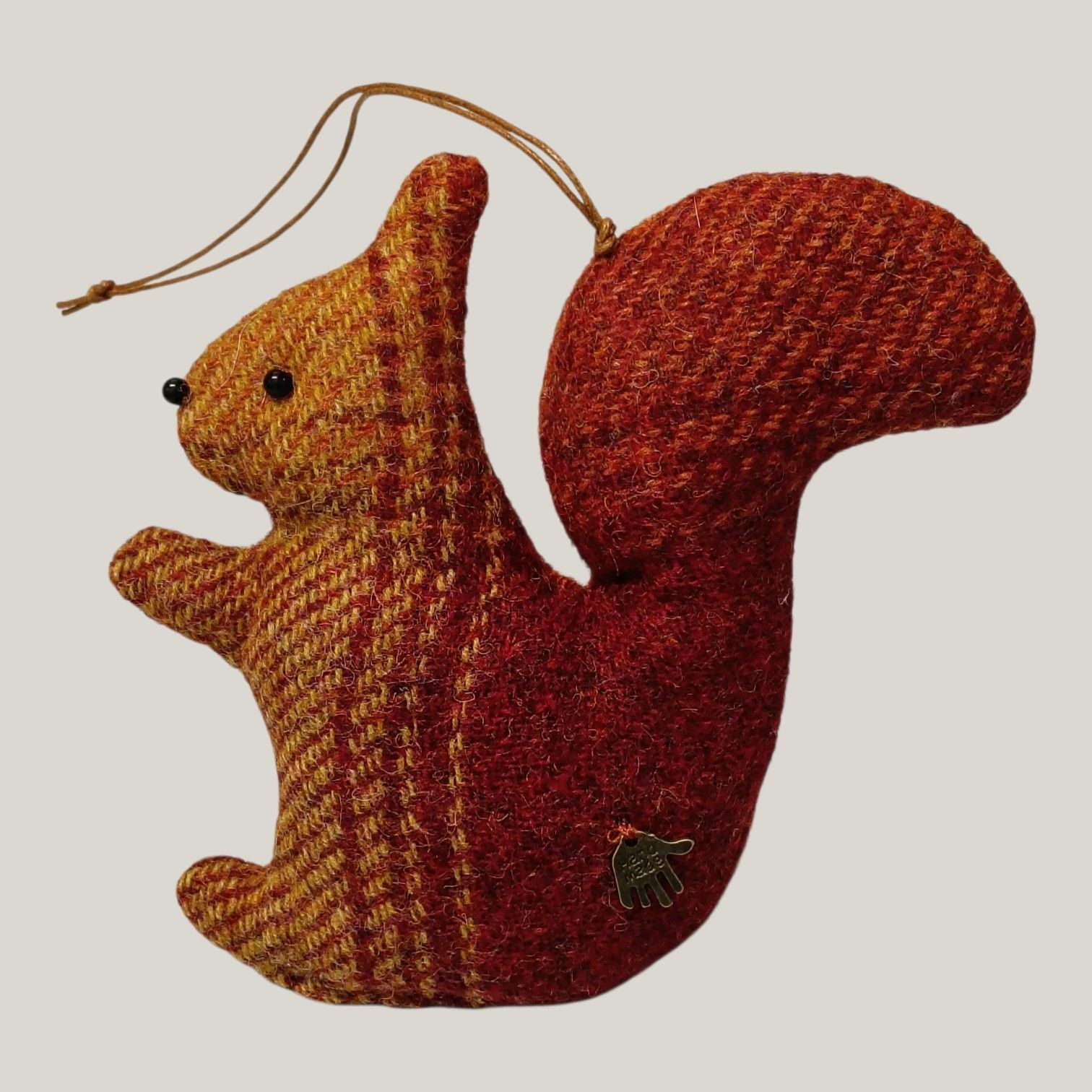 tweed squirel red hanging ornament cloth dolly crafts