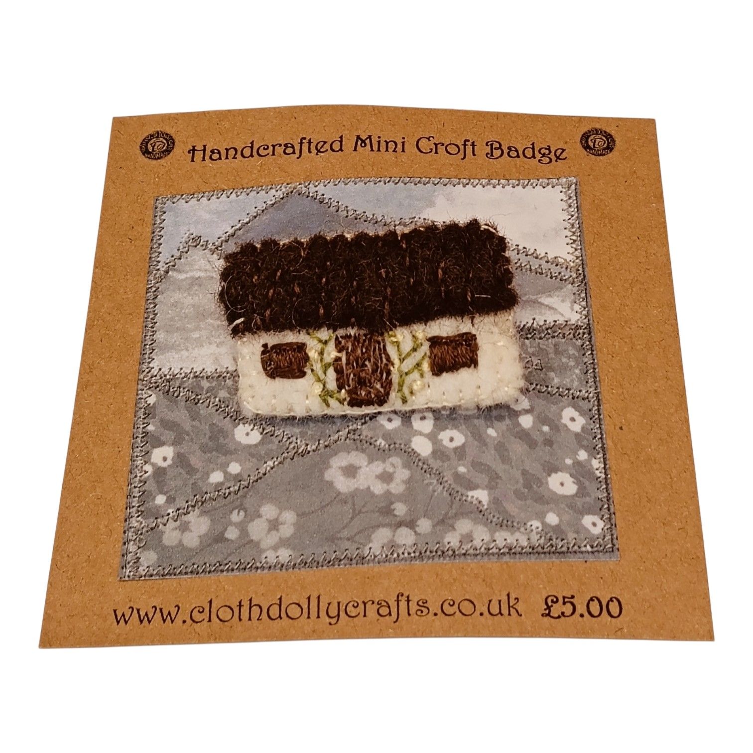 hand embroidered mini croft badge wisteria cloth dolly crafts